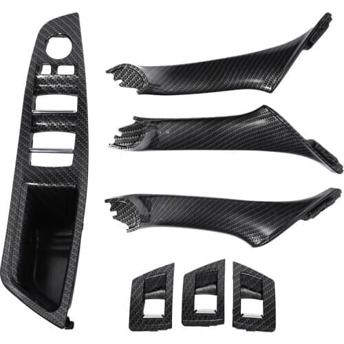 7PCS Right Hand Drive RHD For BMW 5 Series F10 F11 Car Interior Door Handle Inner Panel Pull Trim Cover Armrest