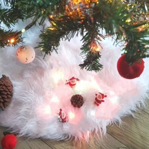 78/90/122/150cm White Christmas Tree Skirt Pure White Faux Fur Tree Skirt for New Year Celebration Holidays and Merry Christmas