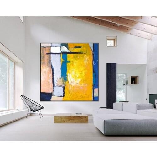 Abstract Painting Large Acrylic Canvas Wall Art Yellow Expressionism Original Modern Painting Wall Art On Canvas Suburban