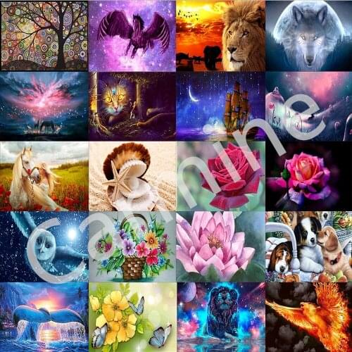 DIY 5D Diamond Painting Animal And Landscape Cross Stitch Homemade Wall Art Embroidery Full Round&Square Drill Home Decoration