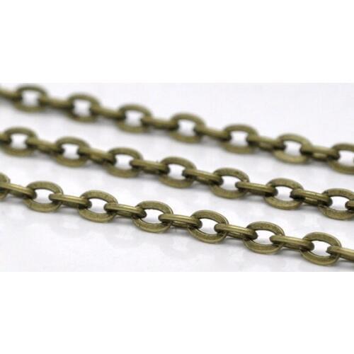 Antique Bronze Flat Link-Opened Chains Findings 4x3mm, sold per packet of 3M new