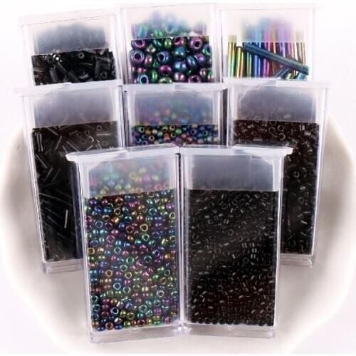 1 Box Black Color Glass Seedbead Multi Size 1.5mm 2mm 3mm Delica Czech Spacer Glass Beads For DIY Bracelet Necklace Garments
