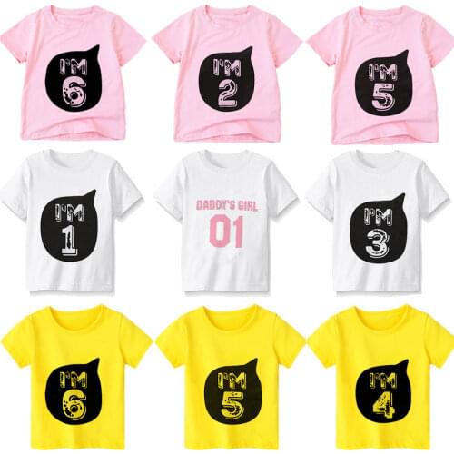 Baby Number 1 2 3 4 5 6 Print Boys Girls Tops T Shirt Kid Happy Birthday Gift Clothes Children Girl Cartoon Novelty Baby T-shirt