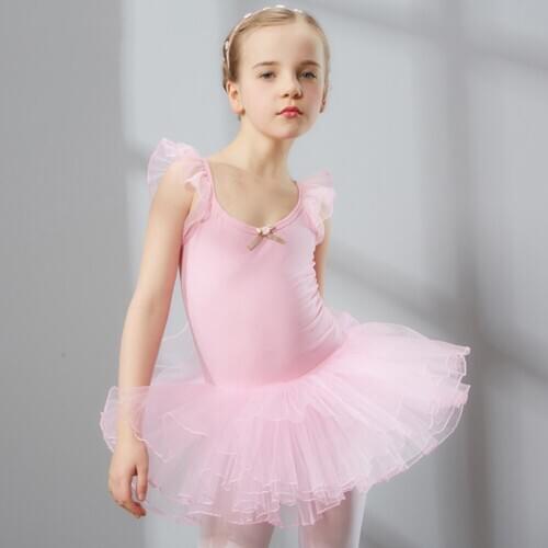 2017 Hot Girl Kids Ballet Dance Dress Pink/Purple Ruched Tulle Tutu Kleding Meisjes performance Traing Costumes Tutu Ballet