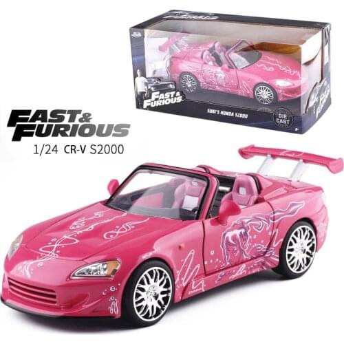 1:24 Scale Fast And Furious Diecast S2000 Pink Convertible Car Model Toy Miniature Metal Diecasts Toy Vehicles Model Toys Gifts