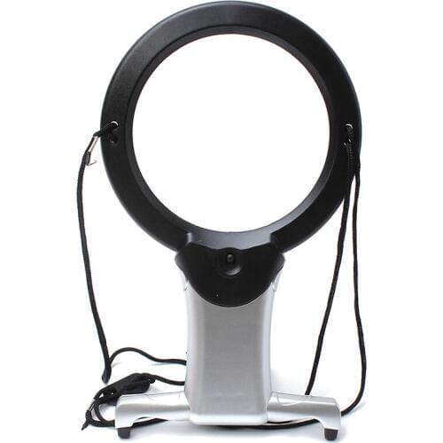GTBL Reading Giant Large Hands Free Magnifying Glass With Light LED Magnifier Black Silver