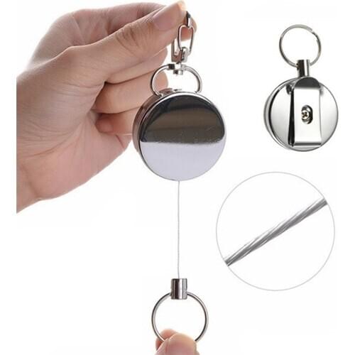 Outdoor Multifunctional Tools Mini Stainless Steel Retractable Keychains Anti-Lost Keychain Buckle Recoil Ring Pull Clip Tools