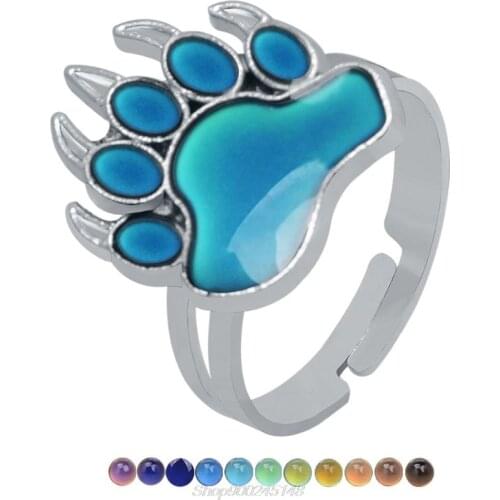 Bears Paw Color Change Mood Rings Temperature Emotion Feeling Rings Bands Women Au03 20 Dropship