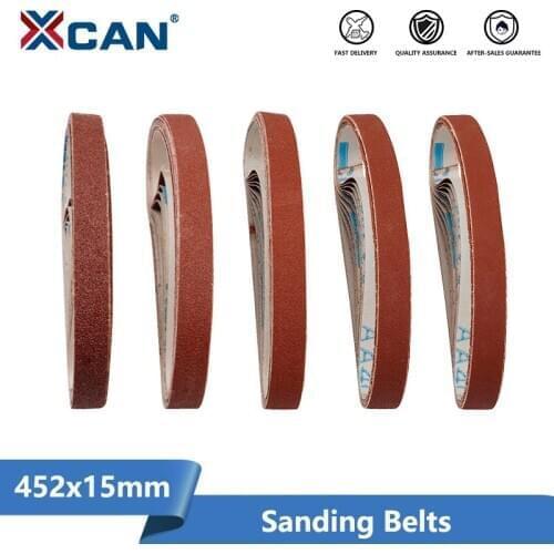 XCAN Sanding Belts Sander 60/120/240/400/600 Sanding Belt 10pcs For Belt Sander Adapter Polishing Machine Abrasive Tools