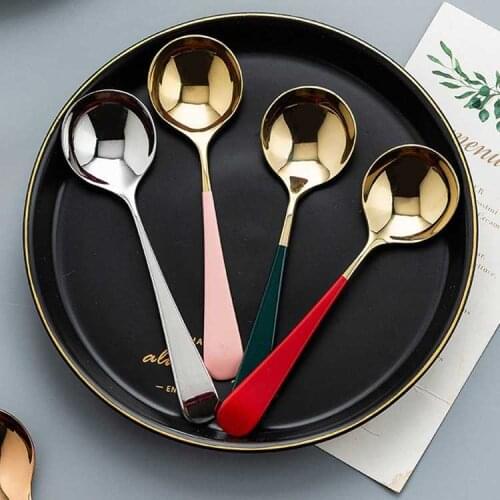 2Pcs 304 Stainless Steel Highly Quality Spoon Ice Cream Dessert Spoon Rice Spoon Kitchen Dinner Tableware Coffee Teaspoon