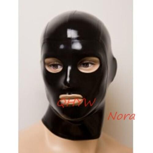 Natural Latex Mask Hood for Men Cosplay Costumes Fetish Cosplay Mask Back Zipper Club Wear