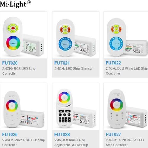 Miboxer 2.4G FUT020/FUT021/FUT022/FUT025/FUT027/FUT028 LED Strip Dimmer Touch Dual White/RGB/RGBW LED Strip Controller