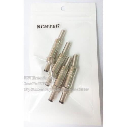 NCHTEK Lockable DC 5.5x2.1mm Power Male Plug Socket Adapter Connector With Screw Nut Locking For Cable/Free shipping/4PCS