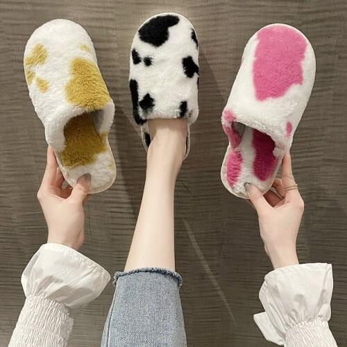 Womens 2021 New Fuzzy Slippers Soft Plush Cozy Fluffy Fur Flip Flops House slippers for women