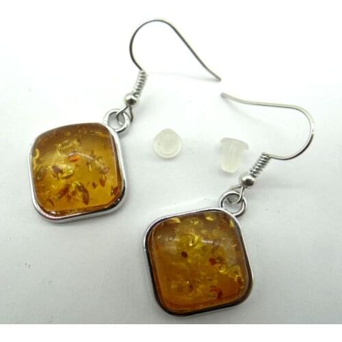 Wholesale Natural Precious Modernist Water drop TEARDROP GOLDEN HONEY PRESSED AMBERS Jewelry making earring Q2