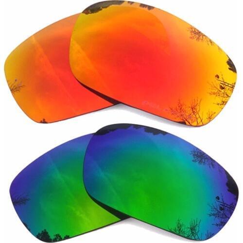 Orange Red Mirrored & Green Mirrored Polarized Replacement Lenses for Jawbone Frame 100% UVA & UVB