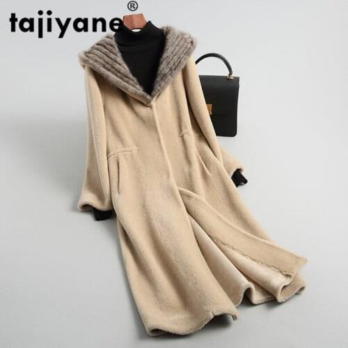 Real Fur Coat Mink Fur Collar Wool Jacket Autumn Winter Coat Women Clothes 2020 Korean Vintage Sheep Shearling Women Tops ZT3611