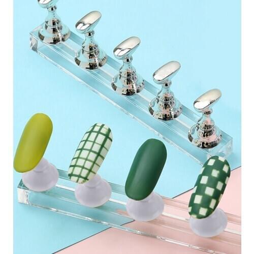 Stand Nail Art Practice Home Manicure False Nail Tip Display Polish Showing Magnetic Holder Training Crystal Alloy Shelf Tools