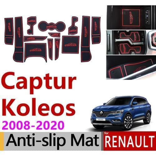 Anti-Slip Rubber Gate Slot Cup Mat for Renault Captur Samsung QM3 Koleos Samsung QM5 QM6 2015 2016 2017 2018 Accessories Sticker