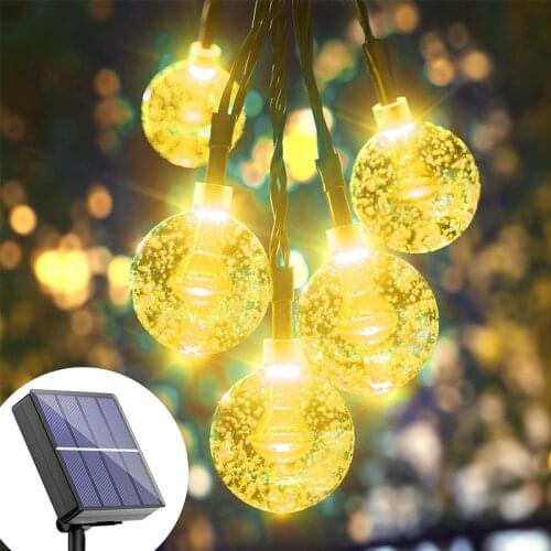 7M LED Solar String Light Fairy String Lights Bubble Crystal Ball for Garland Garden Home Patio Lawn Party Holiday Outdoor Decor