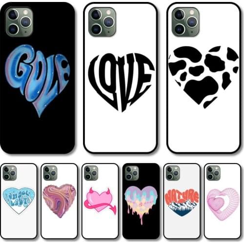 Creative heart shapes Phone Case cover For iphone 12 pro max 11 8 7 6 s XR PLUS X XS SE 2020 mini black cell shell