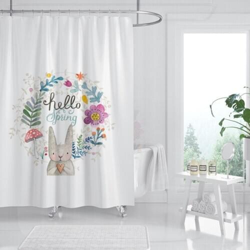 Cartoon Rabbit New Creative Fashion Polyester Shower Curtain Bathroom Cartoon Digital Printing Waterproof Curtain