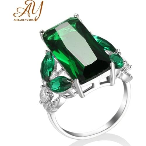 Anillos Yuzuk Trendy Gemstones Silver Ring Blue Green Zircon Ring Silver 925 Jewelry Aquamarine Ring For Women Engagement Rings