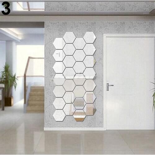 10pcs 3D Mirror Wall Stickers Hexagon Shape Vinyl Removable Wall Sticker Decal DIY Home Decoration Art Mirror Ornaments