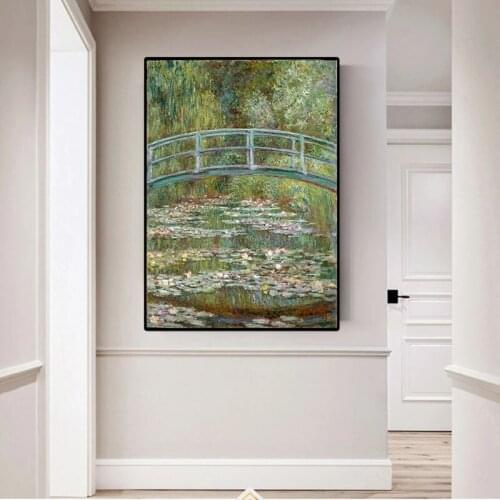 100% Hand Painted Claude Monet Water Lilies and Japanese Bride Oil Painting Canvas Wall Art Pictures For Living Room Frameless