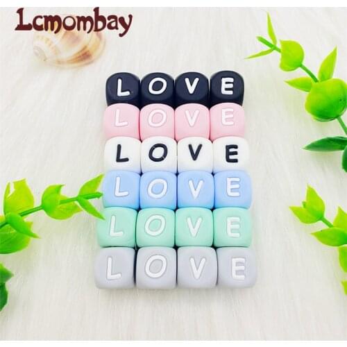 100pcs Candy 6 color Silicone Letter Beads 12mm Baby Teether BeadsChewing Alphabet Bead For Personalized Name DIY Teething