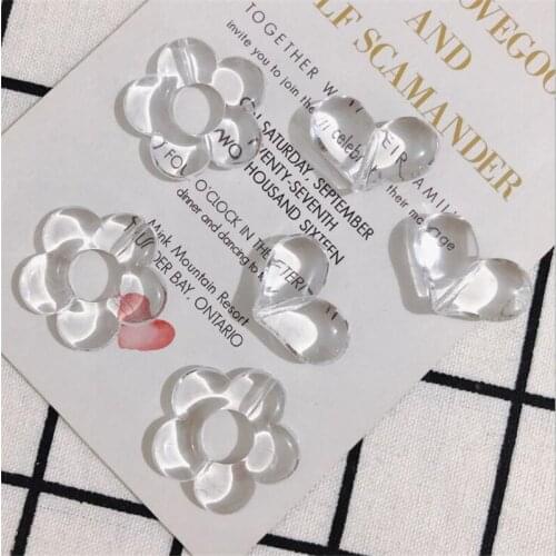 20pcs/lot New Transparent Acrylic Flower Heart Charms Connectors For DIY Fashion Earrings accessories Pendant jewelry findings