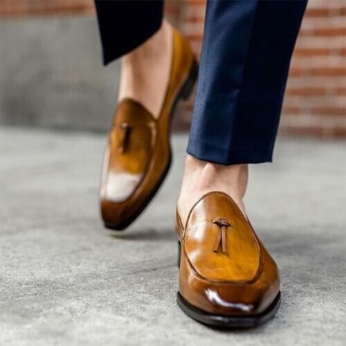 2020 Fashion Shoes Men Loafers Leather Tassel Wedding Party Shoes Office Male Outdoor Dress Men Shoes Big Size 38-48 Zapatos