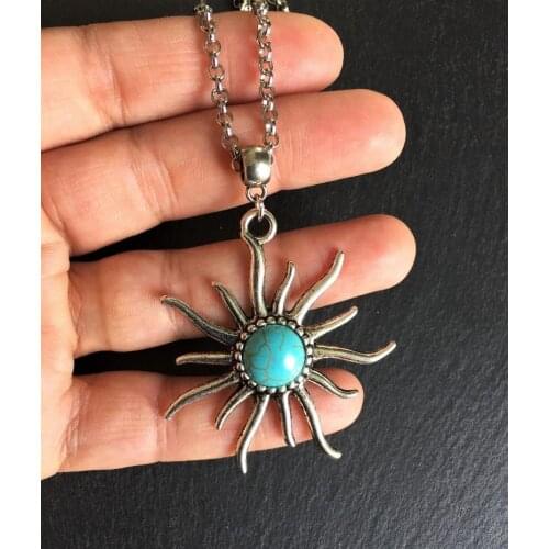 2021 Fashion Charm Sun Natural Stone Necklace Bohemian Ethnic Custom Tribe Gypsy Women Gift Jewelry