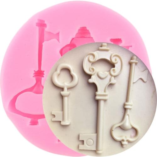 3D Keys Shape Silicone Mold Relief Cake Decorating Tools Cupcake Topper Fondant Molds Candy Resin Clay Chocolate Gumpaste Mould