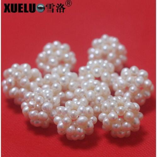 XUELUO 5pcs/lPack Handmade Charm Weave Ball Cluster Cultured Pearl Ball Beads Cheap Fashion Freshwater Pearl for DIY jewelry