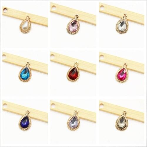 60pcs 10*14MM Water Drop Pendants DIY Jewelry Findings Ornament Accessories Necklace Earring Crystal Rhinestone Charms