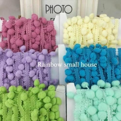 60yards/lot cute 34 colors for choice pom pom trim ball braid lace fringe draper ball Accessories sew 1cm width ball