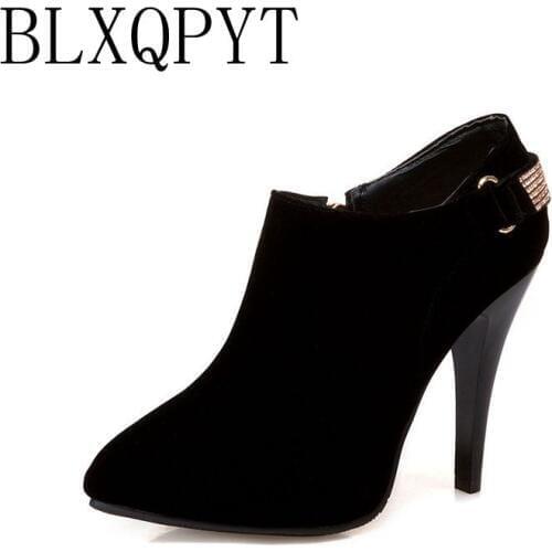 BLXQPYT 2017 New Super Big size 33-50 Women Short ankle boots Sexy high-heel pointed toes Spring Autumn Winter shoes 2-2