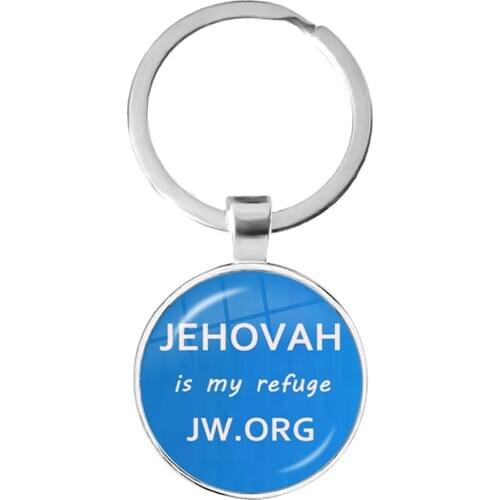 Jehovah Is My Refuge JW.ORG Keychain 25mm Glass Cabochon Silver-plated Key Rings Holder Catholic Believers Jewelry For Gift