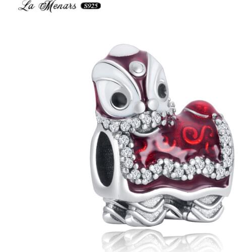 La Menars New Lion Dance Bead Fit Original Pandora Charm Bracelet Genuine 925 Sterling Silver For Women Jewelry DIY Making