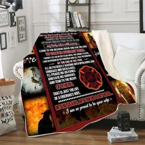 Firemans Wife 3D Printed fleece blanket for Beds Hiking Picnic Thick Quilt Fashionable Bedspread Sherpa Throw Blanket 01