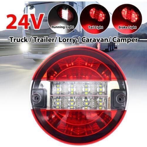 24V 20LED 5.5inch Round Tail Light Rear Brake Stop Light Turn Signal Lamp Car Truck Lorry Van Trailer Caravan Vehicles