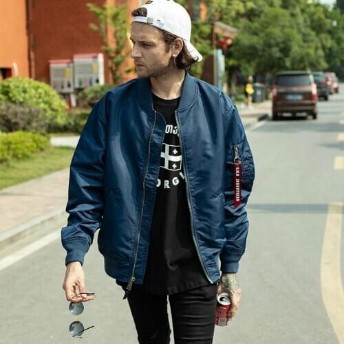 SMN Flight Jacket Blue Mens Bomer Air Force Pilot Jacket Spring Autumn Thin Coats Solid Color Casual Outwear Clothing