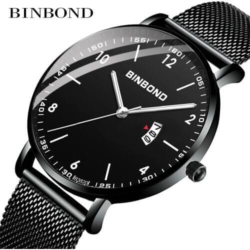 Binbond Fashion Business Automatic Ultra-thin Men Watches 2020 Luxury 30 Meters Waterproof Casual Simple Quartz Watch