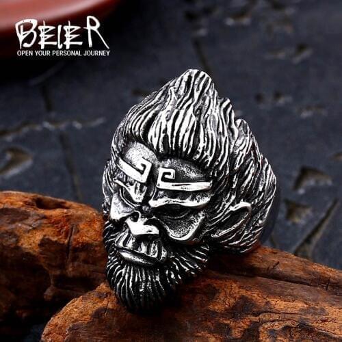 BEIER Chain style Monkey King For Man Son Goku cartoon charm big finger ring Movie Ring Unqiue Movie jewelry BR8-568