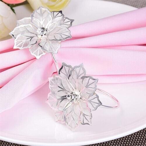 BRIDAY New Napkin Rings for Wedding Party Napkin Holder Cup Flower Diamond Banquet Table Decoration Ornament Curtain Buckle
