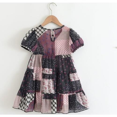 3-7 Years High Quality Summer Girl Dress 2021 New Floral Cotton Solid Draped Ruched Kid Children Clothing Girl Princess Dresses