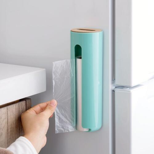 Solid Wood Cover Plastic Storage Box Garbage Bag Finishing Box Kitchen Wall Mount Plastic Bag Sundries Storage Box Home Decor