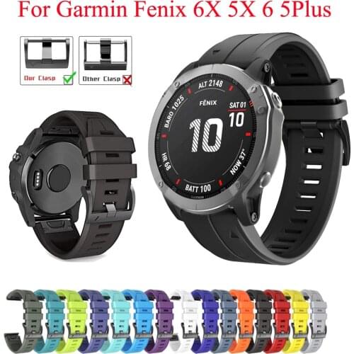 22 26MM Silicone Quick Release Watchband Strap for Garmin Fenix 6XPro 5X Watch Easyfit Wrist Band Strap For Fenix 6 Pro Watch