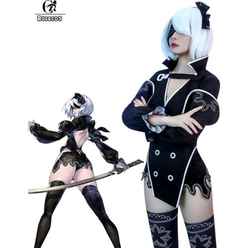 ROLECOS NieR 2B Cosplay Costume Anime NieR Reincarnation 2B Cosplay Costume for Woman Uniform Halloween Cosplay Outfit